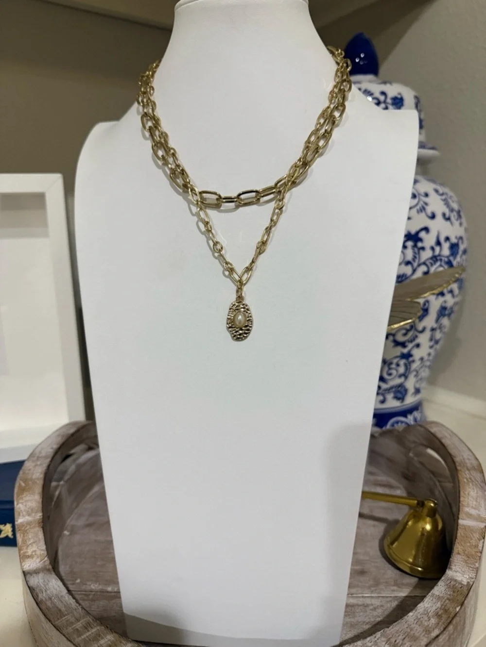 Set of 2 Separate Gold Tone Paperclip Chain Necklaces